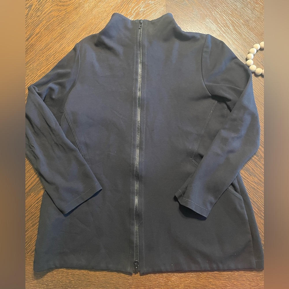 Eileen Fisher Black Athletic Full Zip Front Jacket size S
